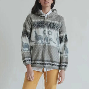 Tejidos Aly marka 100% wool Zip-up lama hoodie lama jacket size Medium